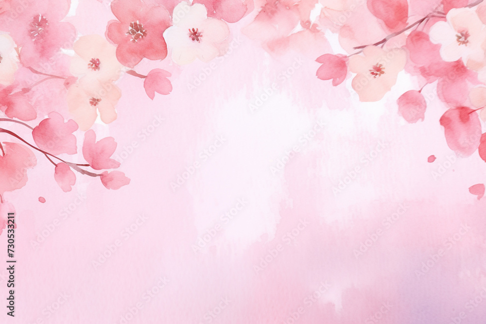 Fototapeta premium Blank paper on wedding card flower watercolor background