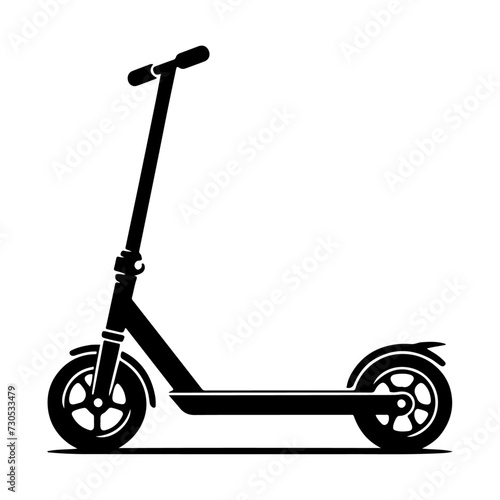 minimal Two wheeled Kick scooter vector black color silhouette, white background