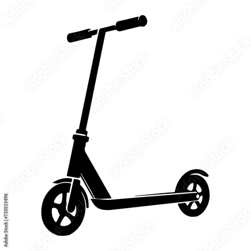 minimal Two wheeled Kick scooter vector black color silhouette, white background