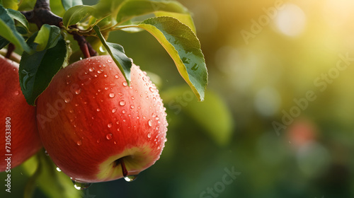 red aple tree on blurred greenery tree background photo