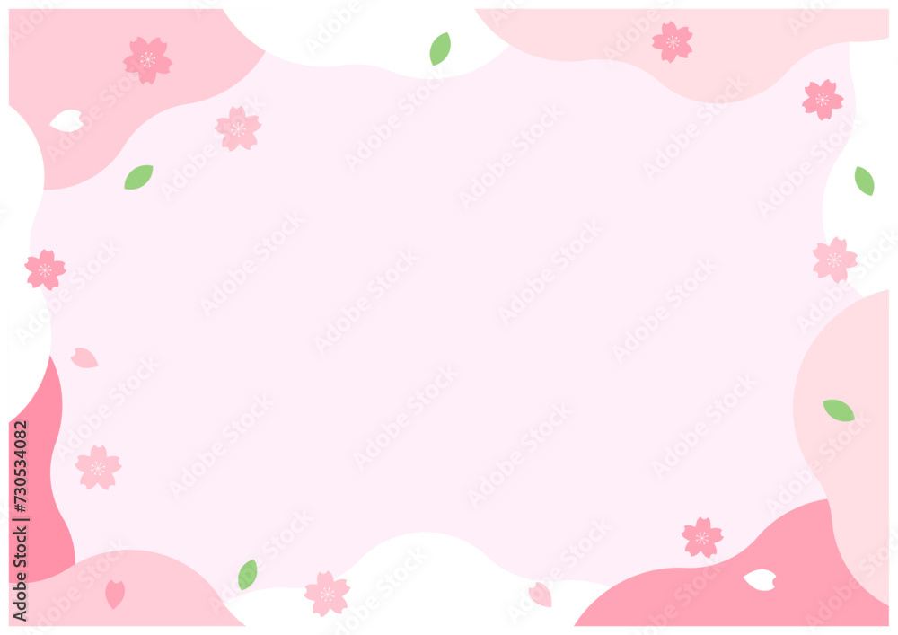 桜の花が美しい春の桜フレーム背景35桜色