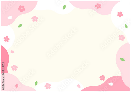 桜の花が美しい春の桜フレーム背景35黄色 © marutan