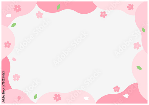 桜の花が美しい春の桜フレーム背景35灰色