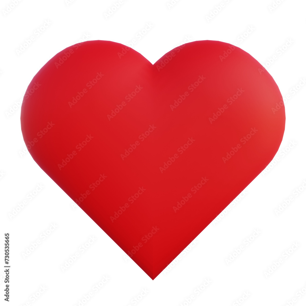 Red heart, symbol of heart, love icon, valentine. 3d illustration
