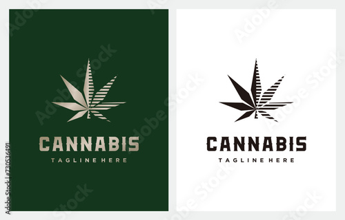 Hemp Cannabis Marijuana Leaf CBD logo design gold color