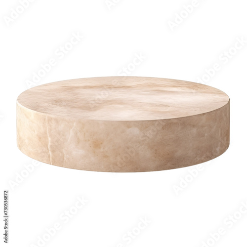 Round sandstone product placement podium perspective view on an isolated background