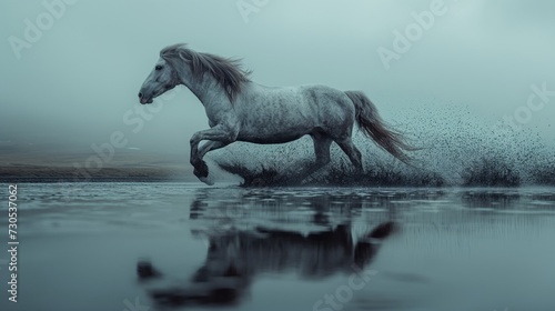 Horse running created with Generative AI Technology, ai, generative
