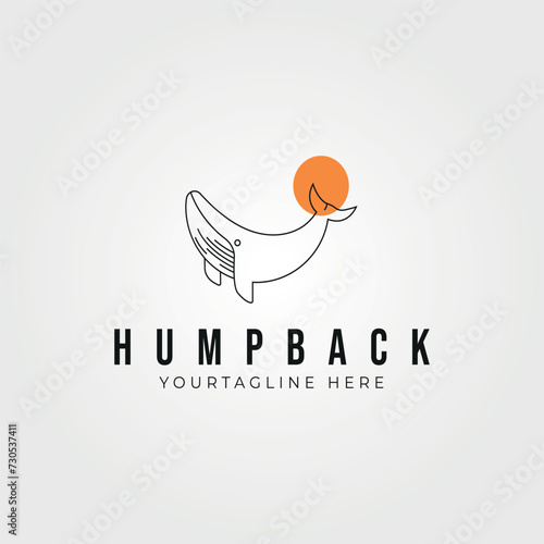 humpback whale logo line art vector vintage illustration design