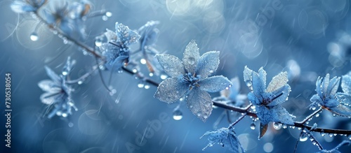 Winter season reveals a stunning plant adorned with snowflakes.