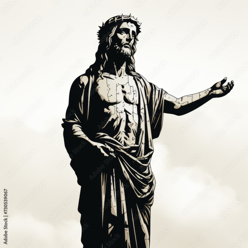 Fototapeta premium Stylized Illustration of Jesus Christ with Open Arms