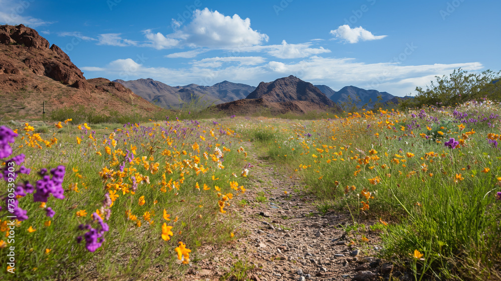 Desert Wildflowers Blooming in Spring