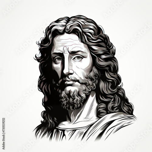 Monochrome Illustration of Jesus Christ


