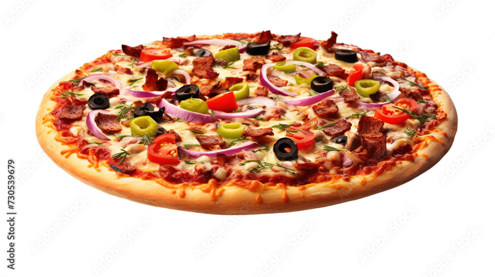 Delicious pizza isolated on transparent background, Generative ai. Delicious pizza isolated on transparent background, Generative ai.