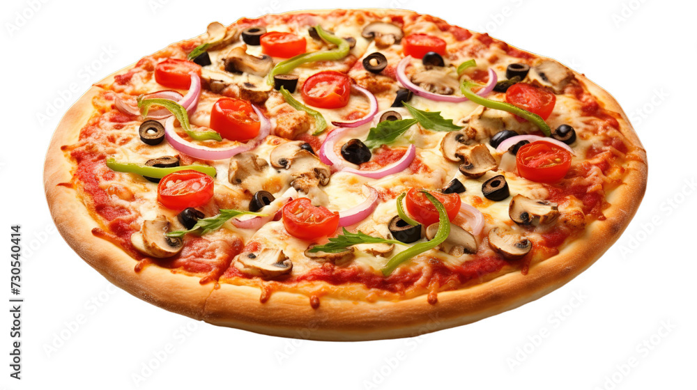 Delicious pizza isolated on transparent background, Generative ai. Delicious pizza isolated on transparent background, Generative ai.