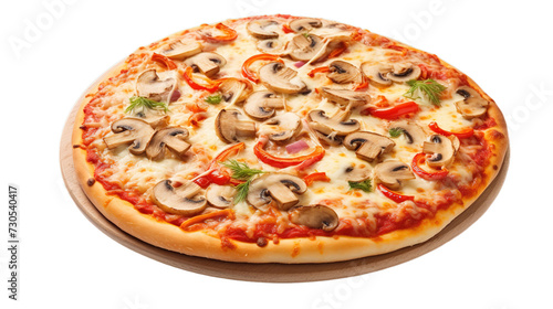 Delicious pizza isolated on transparent background, Generative ai.