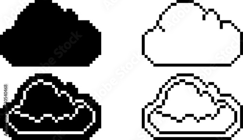 pixel art cloud flat icon set