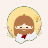 Cute vector Jesus Christ getting idea and inspiration