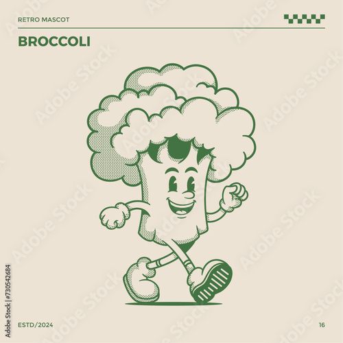 Broccoli Retro Mascot, cartoon mascot