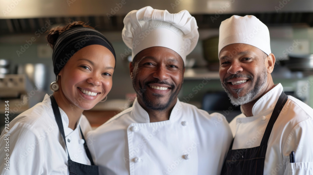 Doctor, chef, and teacher smiling together