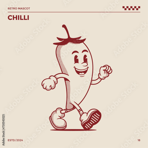 Chilli Retro Mascot, cartoon mascot