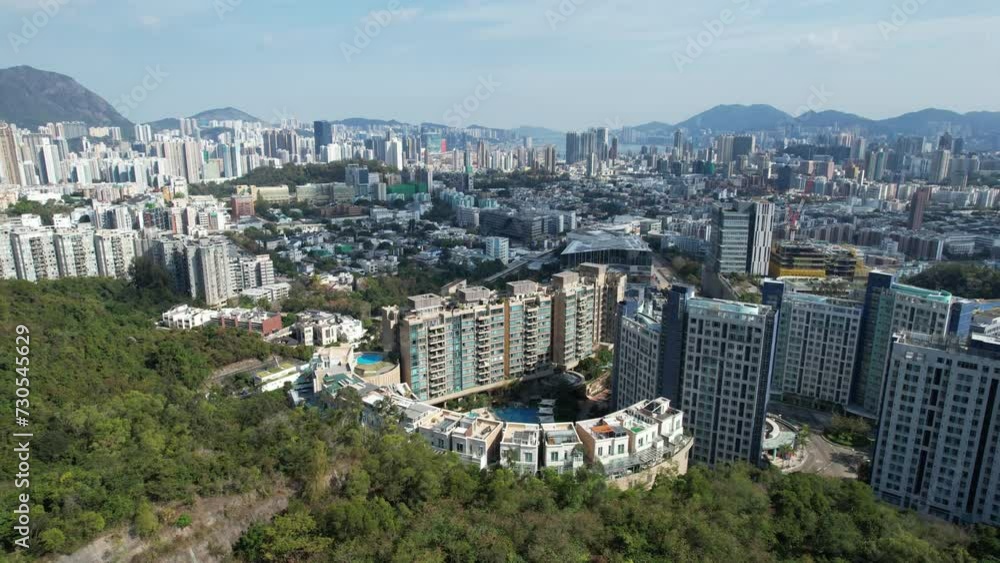 City Skyview in Hong Kong Island 4K Aerial shot of the Lung Cheung Road Kowloon Tong peak premium residential mansion villa area at mid level near Sham Shui Po Shek Kip Mei Wong Tai Sin City Skyview in Hong Kong Island 4K Aerial shot of the Lung Cheung Road Kowloon Tong peak premium residential mansion villa area at mid level near Sham Shui Po Shek Kip Mei Wong Tai Sin
