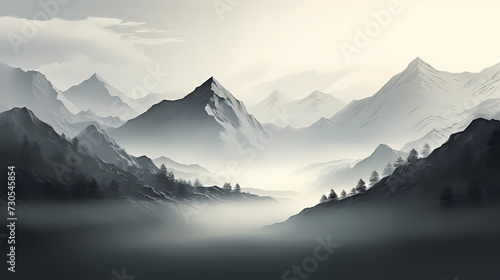 Stunning mountains, panoramic peaks PPT background