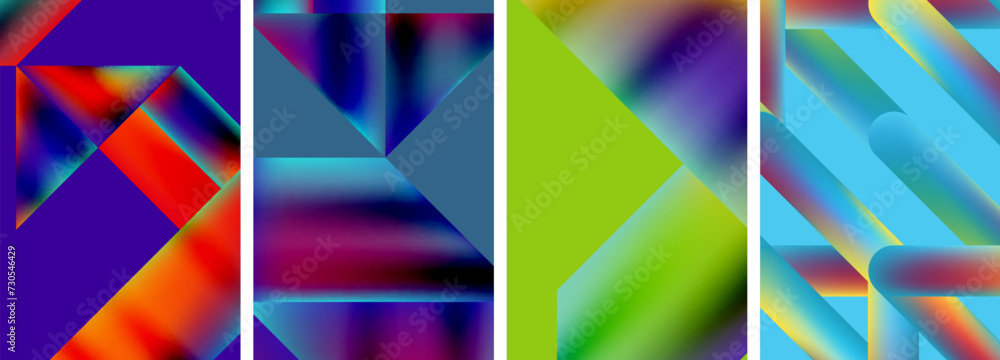 Set of colorful geometric posters - round shapes and circles with fluid color gradients. Abstract backgrounds for wallpaper, business card, cover, poster, banner, brochure, header, website Set of colorful geometric posters - round shapes and circles with fluid color gradients. Abstract backgrounds for wallpaper, business card, cover, poster, banner, brochure, header, website