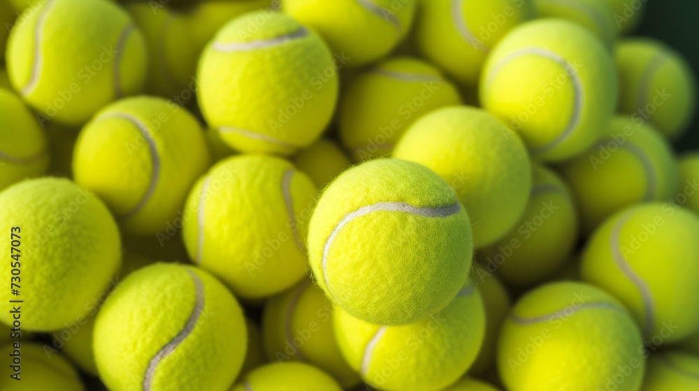Lots of yellow vibrant tennis balls, pattern of new tennis balls for background