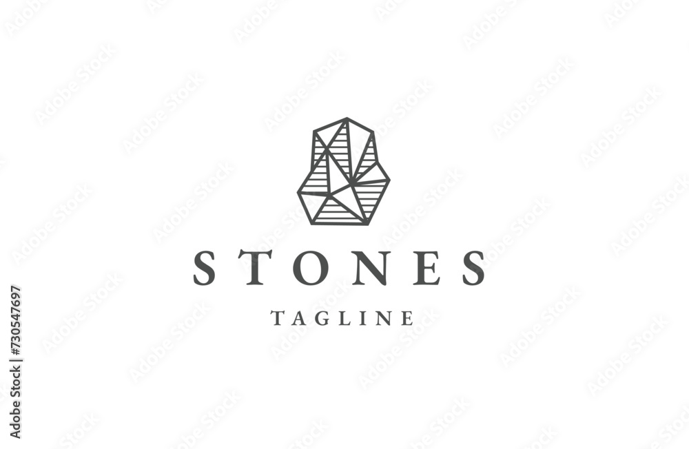 Vector geometric stone line logo template Vector geometric stone line logo template