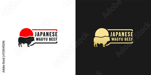Wagyu beef logo or Japanese Wagyu beef label vector isolated. Best wagyu beef logo or kobe beef logo for packaging product of premium meat from japan. photo