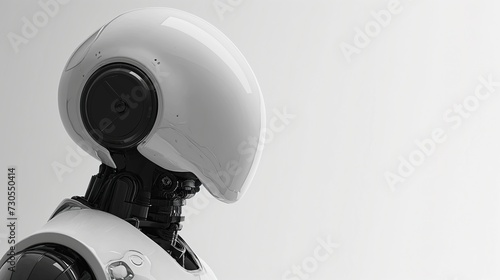 Futuristic white robot android, desktop background, minimalist, AI-generative photo