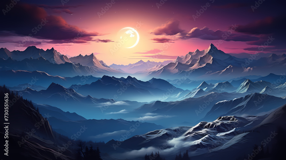 Majestic mountains, panoramic peaks PPT background