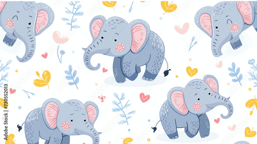 Elephant Pattern in Cartoon Style Elephant Pattern in Cartoon Style