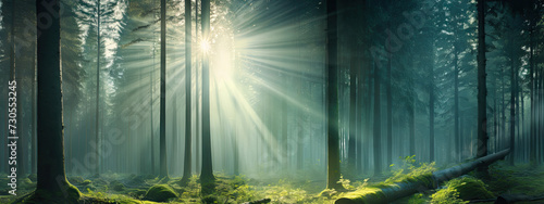 Sunlight shining through the trees created with Generative AI technology