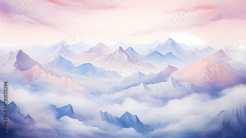 Majestic mountains  panoramic peaks PPT background