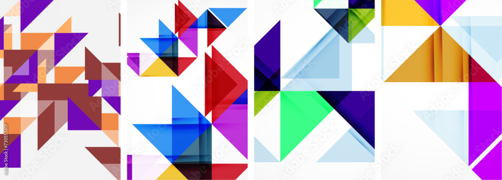 Set of colorful triangle poster cover template backgrounds. Vector illustration For Wallpaper, Banner, Background, Card, Book Illustration, landing page Set of colorful triangle poster cover template backgrounds. Vector illustration For Wallpaper, Banner, Background, Card, Book Illustration, landing page