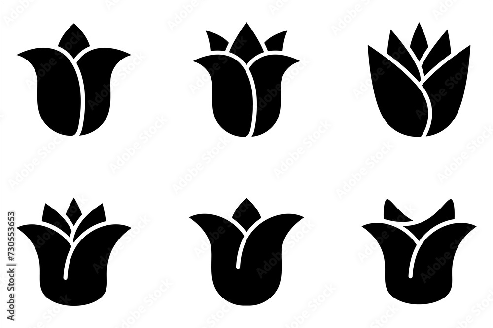 Tulip vector icon set. Tulips. Flat icon of tulip on white background. 8 March. Women`s day.
