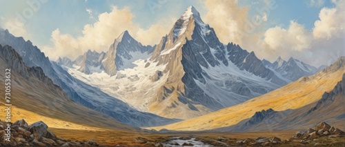illustration of mountain. lanscape mountain digital illustration. 