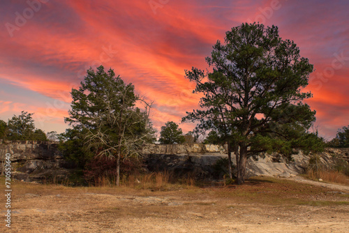 Sunset over the Rock Cliff