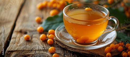 Panel kuchenny z motywem Immune-boosting vitamin tea made from sea buckthorn, beneficial for both kids and grown-ups' health and taste buds.