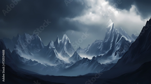 Majestic mountains, panoramic peaks PPT background