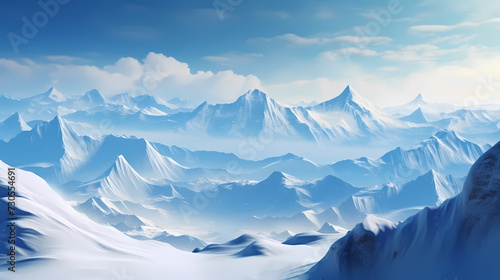 Majestic mountains, panoramic peaks PPT background © ma