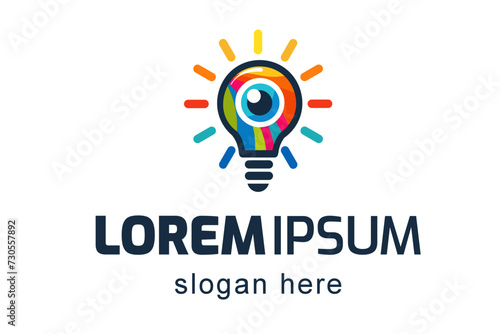 Vision and idea icon or logo. Colorful eye bulb sign business concept
