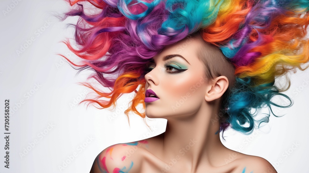 Beautiful woman with multi-colored hair.