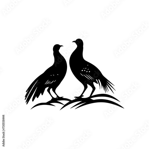 Simple logo of a pair of pheasants in the wild