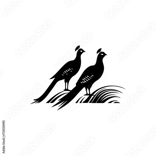 Simple logo of a pair of pheasants in the wild