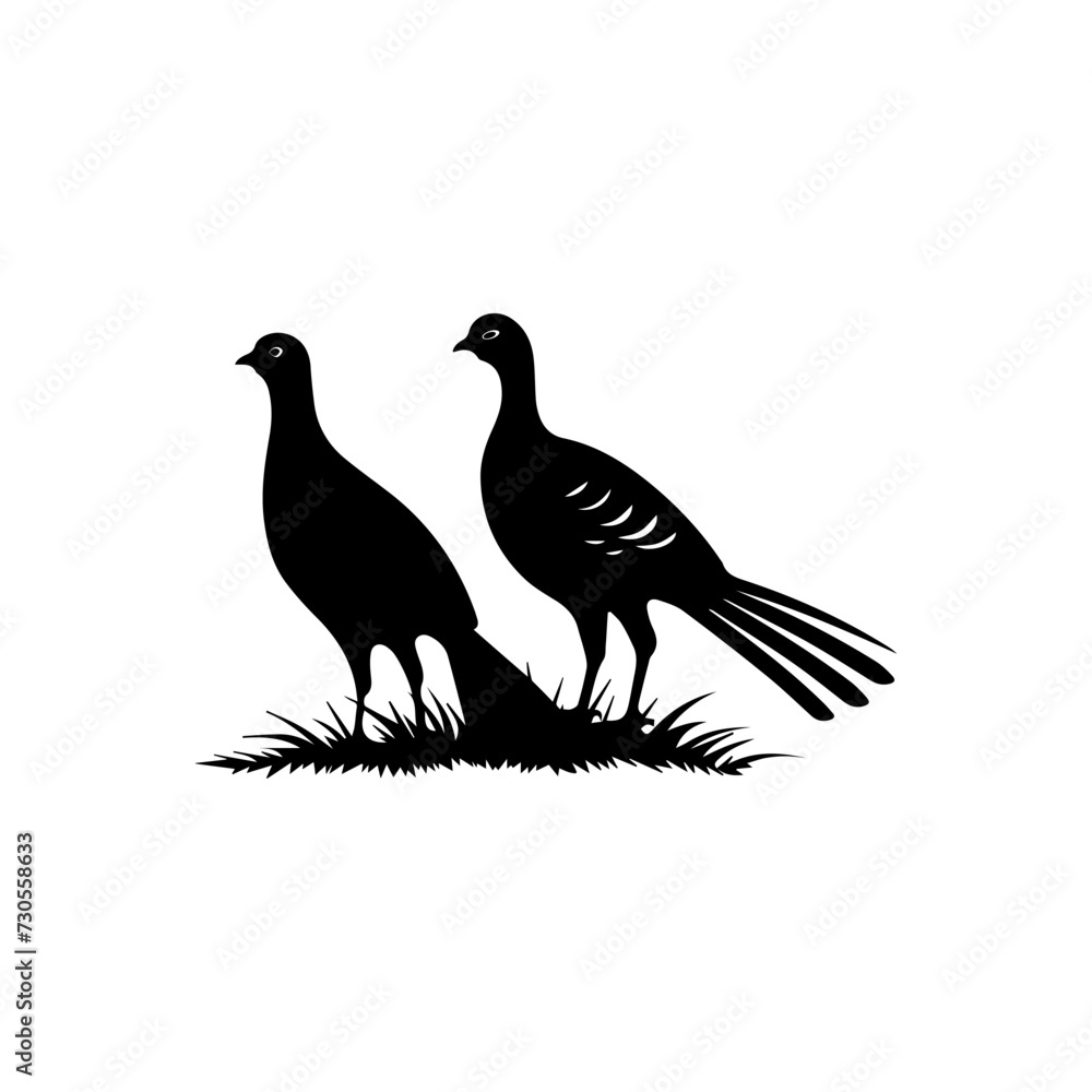 Obraz premium Simple logo of a pair of pheasants in the wild