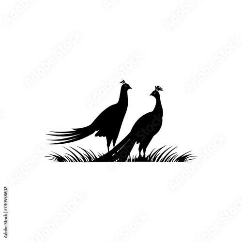 Simple logo of a pair of pheasants in the wild
