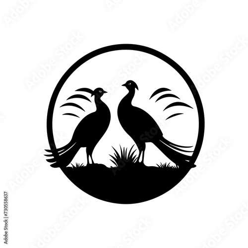 Simple logo of a pair of pheasants in the wild