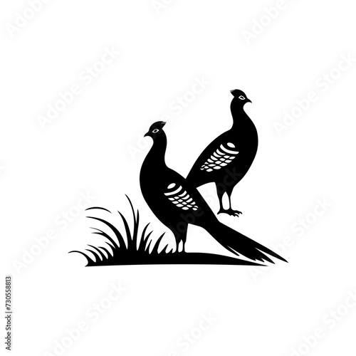 Simple logo of a pair of pheasants in the wild